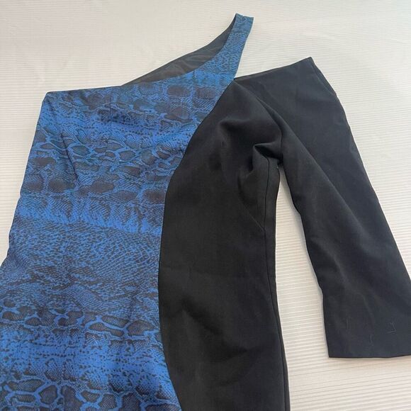 NWT Black Halo Revolve Blue Black Snake Print Dress Size Small New - Picture 2 of 7